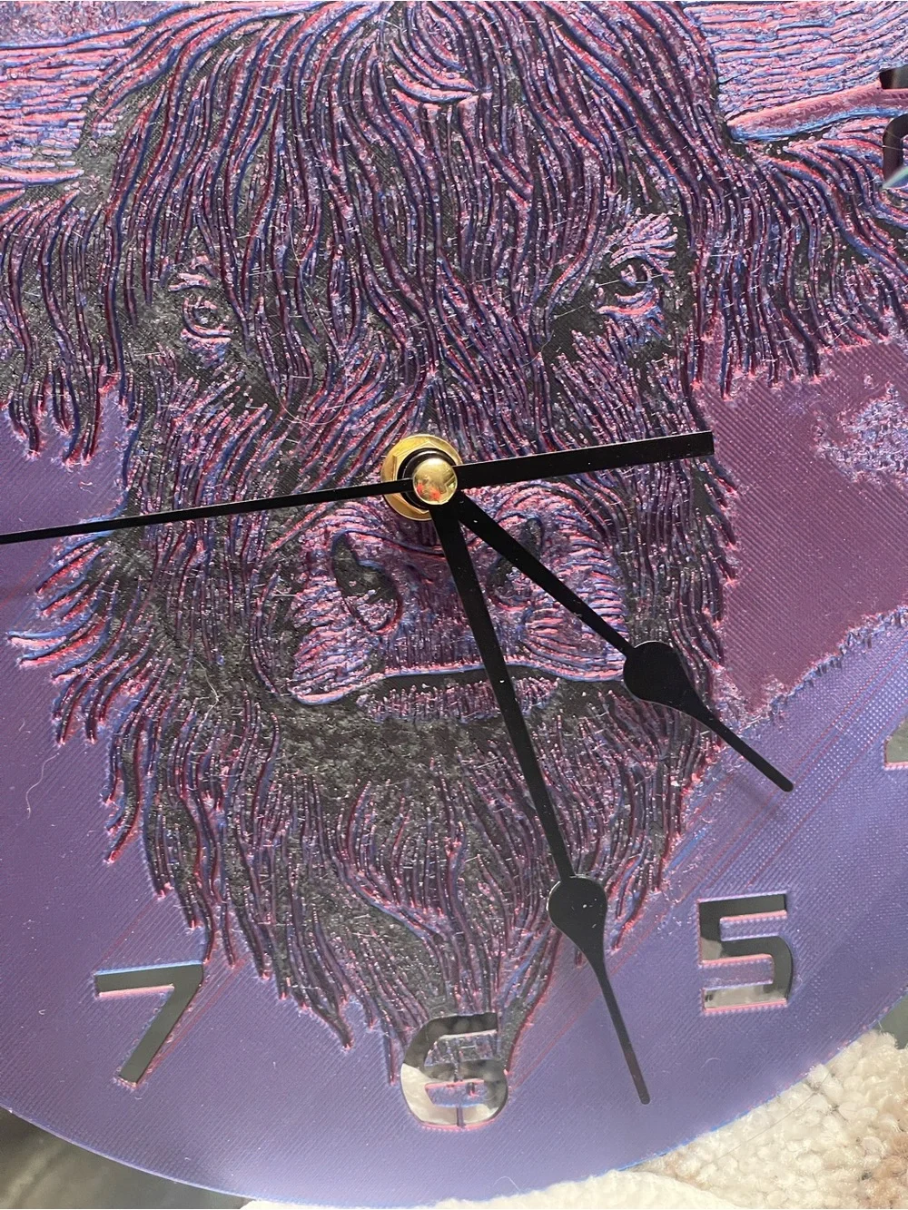 Purple Highland Cow Wall Clock - Decorative Home Wall Decor  3D Art